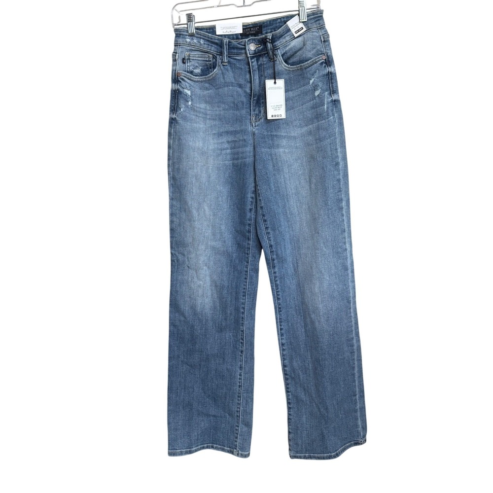 NWT Judy Blue High Waist 90s Mild Destroyed Wide Leg Jeans 5/27 JB82407MD